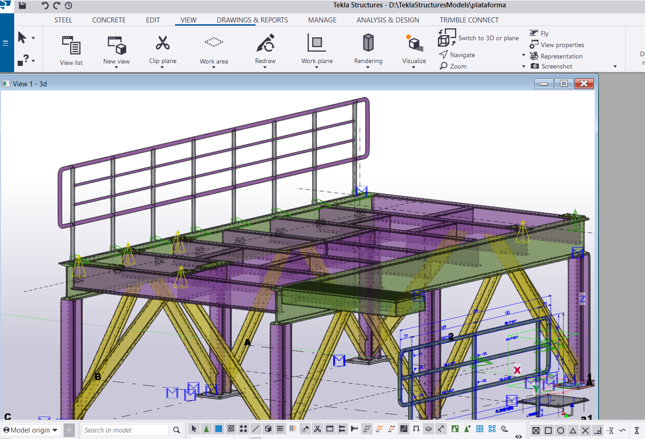 TEKLA modelado plataforma metalica | Tekla Structures (Online)